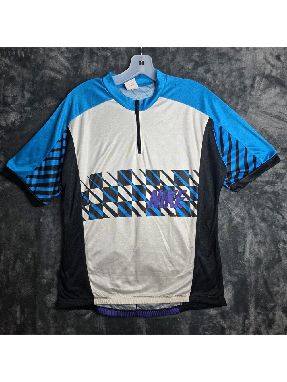 Vintage Nike Cycling Jersey Men’s M.Blue Purple Made in USA 90s Bicycle 1/4 Zip